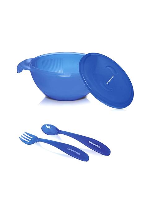 BEBENEO Mama Kasesi Ve Çatal Kaşık Seti Mavi
