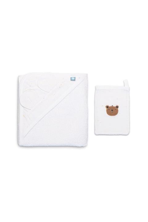 Funna Baby Bambu Muslin - Başlıklı Havlu - Teddy - Beyaz - 75 X 75 Cm
