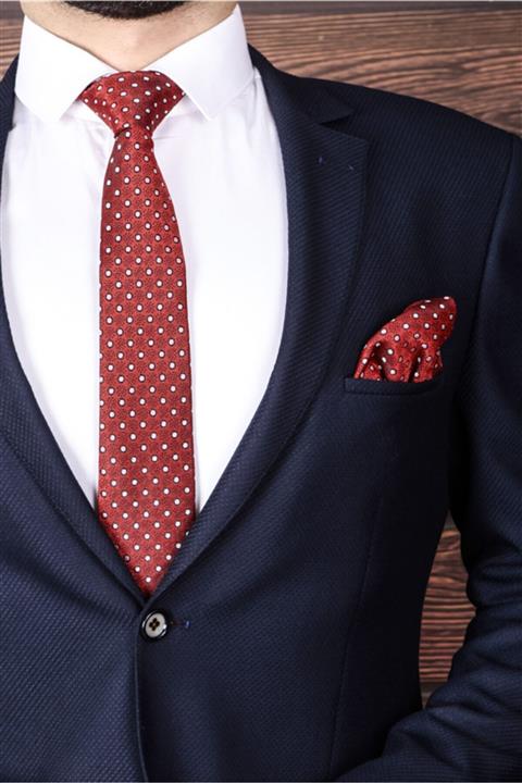 BZN Erkek Kırmızı Mendilli Kravat