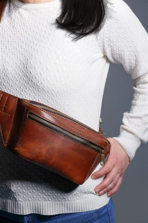 Ledaleather Unisex Camel El Yapımı Deri Bel Çapraz Çanta