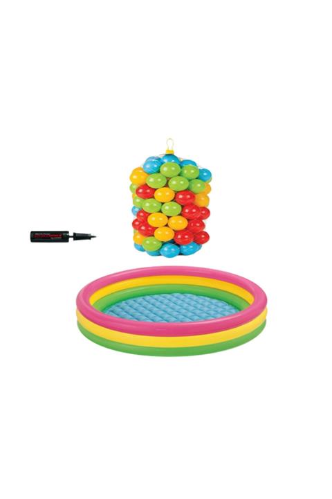 Intex Çocuk Havuz (114x25 Cm)+50 Adet Top (7 Cm Çaplı)+pompa
