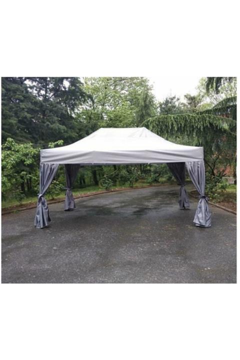 CLK Garden Clk 3x4,5 Mt 40 Mm Garden Katlanabilir Tente Bahçe Çadır Açık Gri Çardak Bungalow Serisi