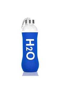 PEAKGİFT Lacivert H2o Kılıflı Cam Matara 600 ml