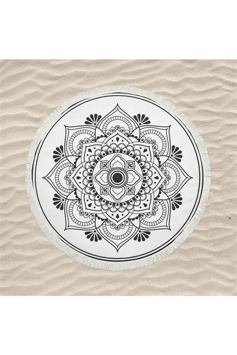 Lolla Dijital Baskılı Mandala Yuvarlak Deniz Ve Plaj Havlusu
