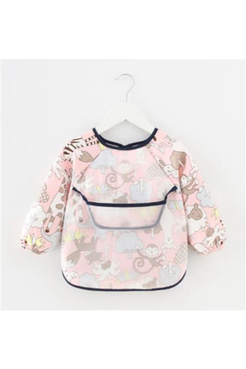 Petityu Kız Bebek Orman Hayvanları Uzun Kollu Su Geçirmez Önlük
