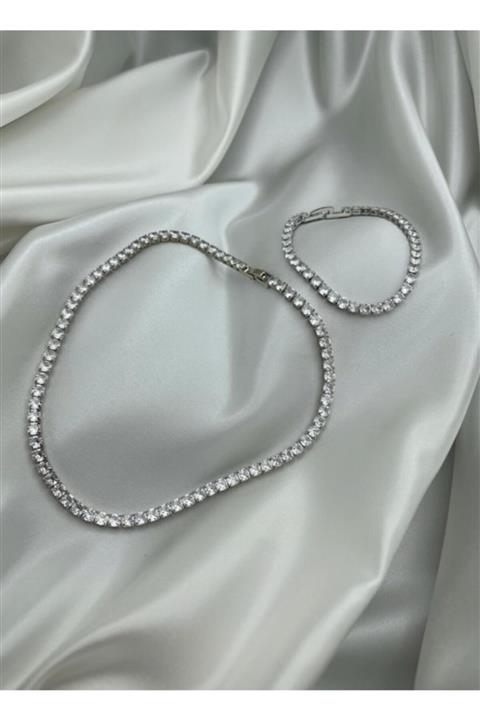 AtelierMuson Gümüş Renkli Su Yolu Choker Kolye - Su Yolu Bileklik Kombini