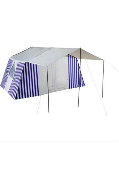 Zey Camping Iki Odalı Mavi Pamuk Kumaş Kamp Çadırı