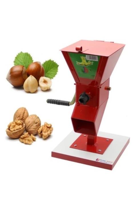 NEALIRSANUCUZ Fındık - Ceviz - Badem Kırma Makinası Kırıcı Metal Kapaklı-tahtaya Sabitlenmiş-kırmızı