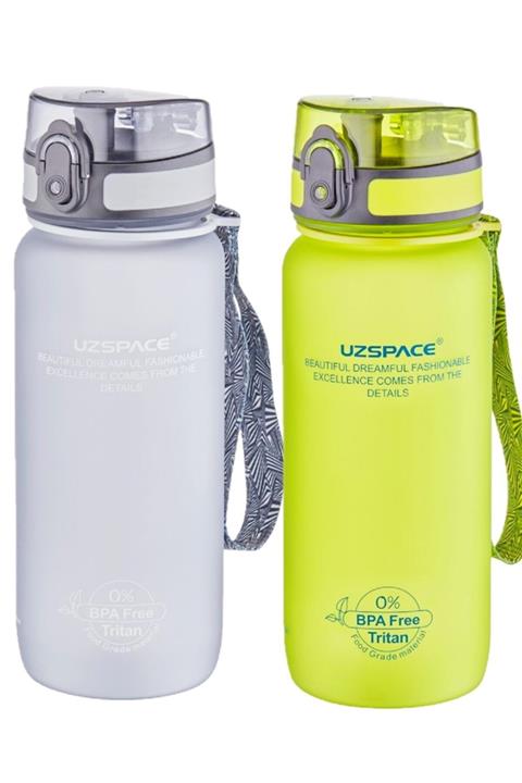 Uzspace 650 ml 2 Li Set Tritan Su Matarası Sızdırma Koku Bpa Yok