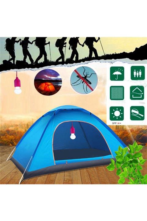 ŞifaiNur Çantalı 6 Kişilik Kolay Kurulumlu Kamp Çadırı + Kamp Ampulü Hediyeli 220 X 250 X 150 Cm