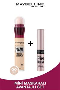 Maybelline New York Instant Anti Age Eraser Kapatıcı - 00 Ivory & Mini Lash Sensational Maskara Makyaj Seti