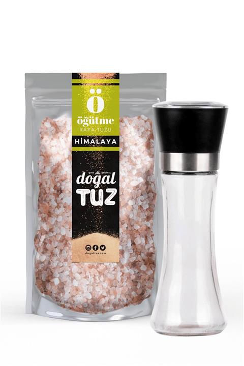 Doğaltuz Tuz Değirmeni (uzun) + 1 Kg Orijinal Himalaya Tuzu Öğütme (granül Form)