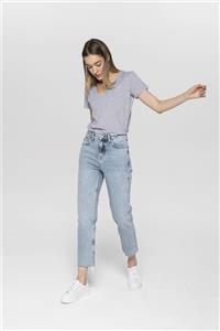 CROSS JEANS Elıza Cropped Açık Mavi Paçası Kesikli Straight Cropped Fit Jean Pantolon