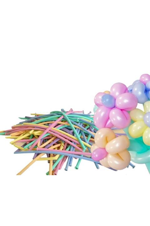 Çemrek Süs Parti Karışık Renk Makaron Sosis Balon - 50 Adet