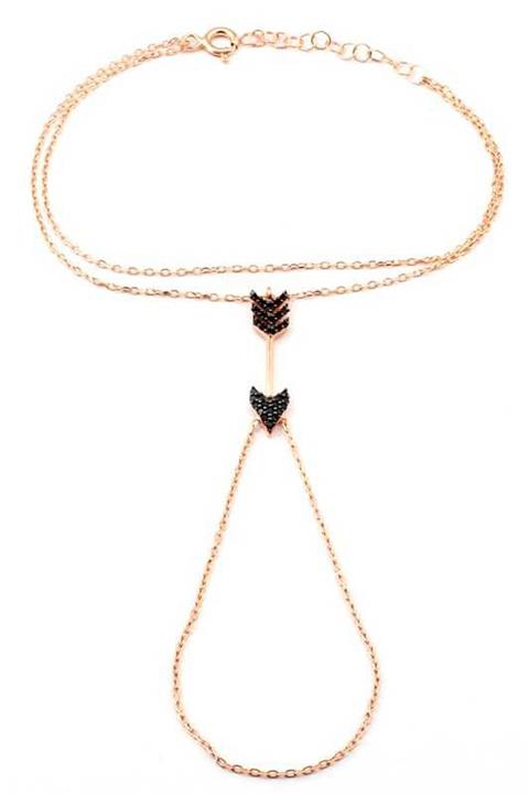 Welch Kadın Siyah Taşlı Ok 925 Ayar Gümüş Şahmeran Bileklik WB-97