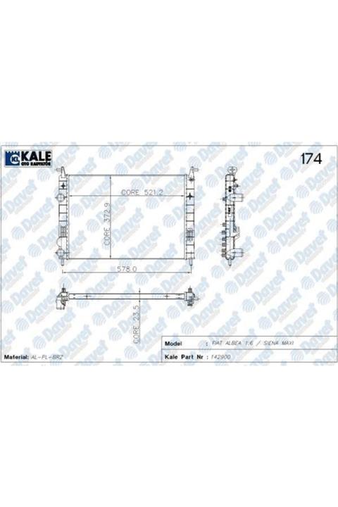 Parçafoni Su Radyatoru Fıat Palıo 1.2/1.6 16v - Albea 1.4/1.6 16v 96-09 Ac Al/pl/brz