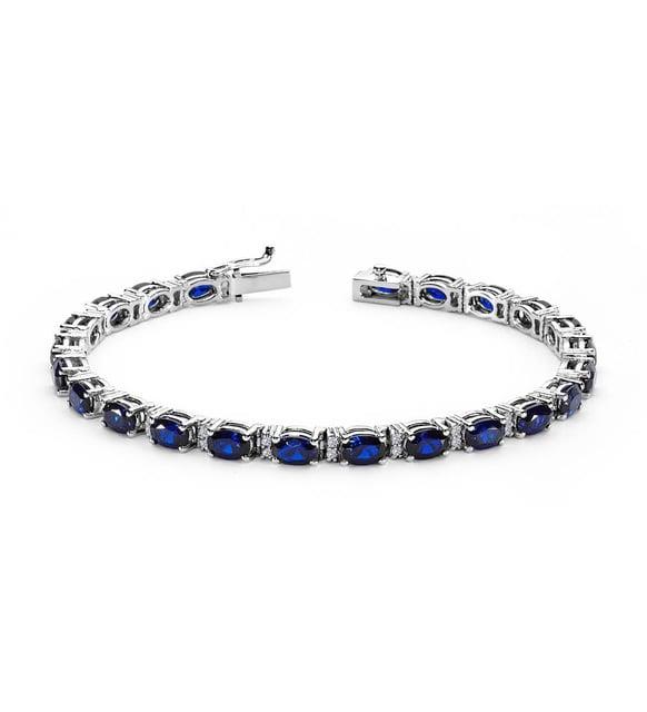 Lova Pırlantalı Oval Safir Bileklik - 4080005