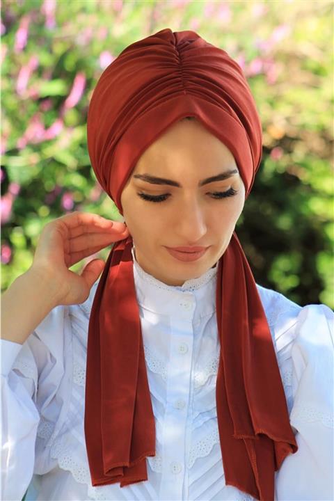 Sahra Şal Dünyası Kadın Turuncu Tasarım Bone Kremit