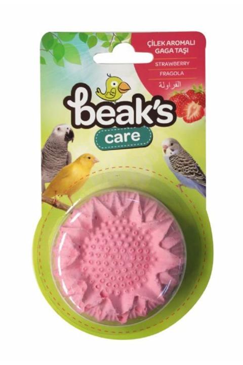 Beaks Kafes Kuşları Için Çilekli Mineral Blok Gaga Taşı Büyük 7 Cm