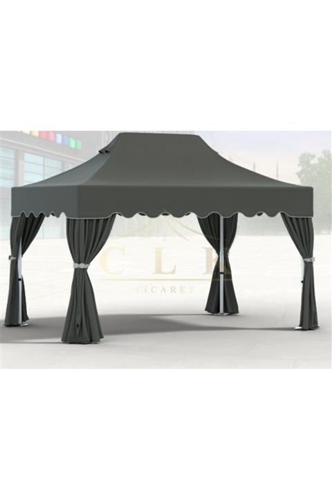 CLK Garden Clk 3x4,5 Mt 40 Mm Garden Katlanabilir Tente Bahçe Çadır Gri Çardak Bungalow Serisi
