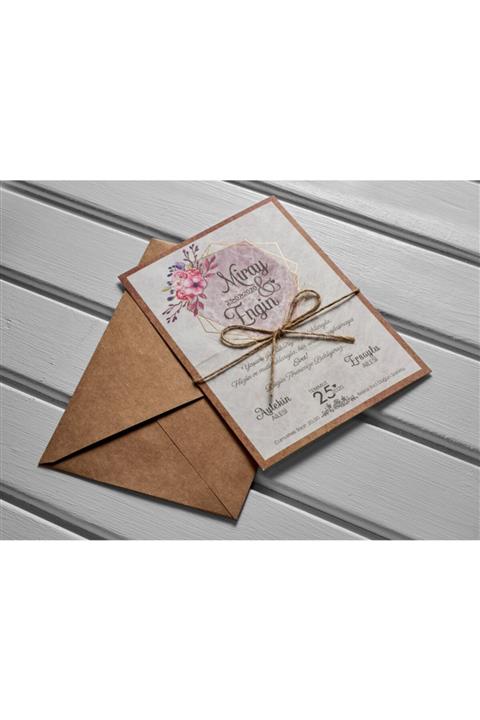 İKLİM DAVETİYE Düğün Nikah Nişan Davetiyesi 10569 - 100 Adet