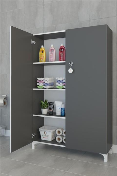 Kenzlife mutfak dolabı çilem 148*090*032 gri kilitli ayaklı banyo evrak ofis kitaplık ayakkabılık
