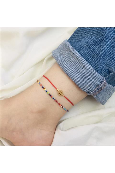 PEARL BEADS Afgan Boncuğu Kaktüs Figürlü Şans Ip Halhal Set