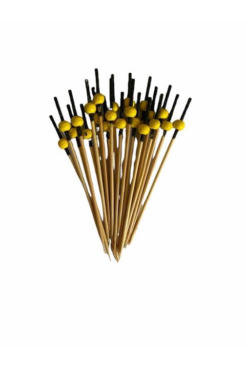 Filpa 100 Adet Bambu Kokteyl Kürdan - Sarı & Siyah - 10cm