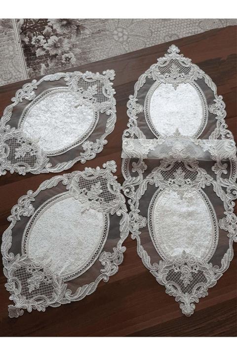 pw sınce1997 pink & white home collection Sultak Yatak Odası Takımı 3 Parça Fransız Dantelli Kadife Kumaş