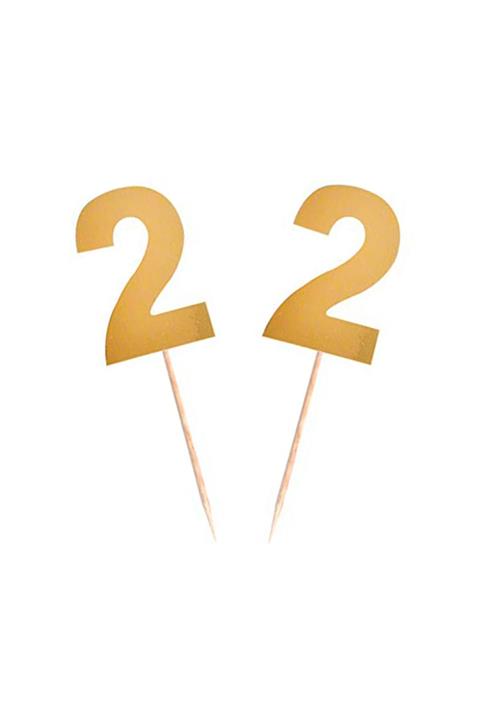 Kazanabil 15li Parlak 2 Rakamı Parti Kürdanı Gold