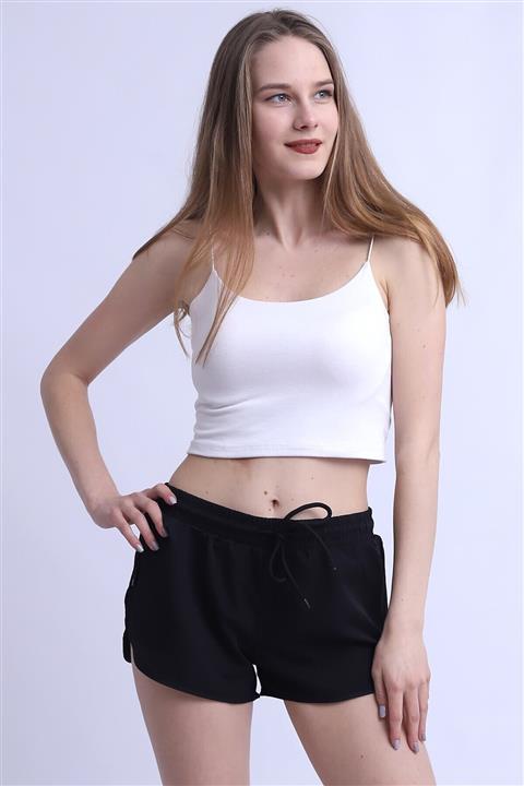 Deafox Siyah Cepsiz Kadın Deniz Şortu