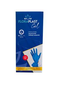 Floraplast Glove M Beden Tpe/pe Pudrasız Tek Kullanımlık Mavi Elastik Eldiven 30'lu