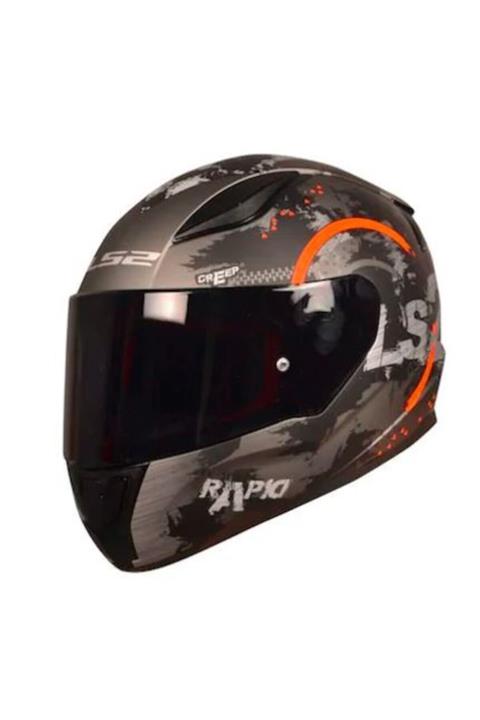 LS2 Rapıd Cırcle Mat Tıtanıum-turuncu Kask ( Siyah+beyaz Cam )