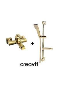 Creavit CREAVİT AVANGART 2 Li BANYO ARMATÜR BATARYA SETİ ALTIN AG2500G + SH411G