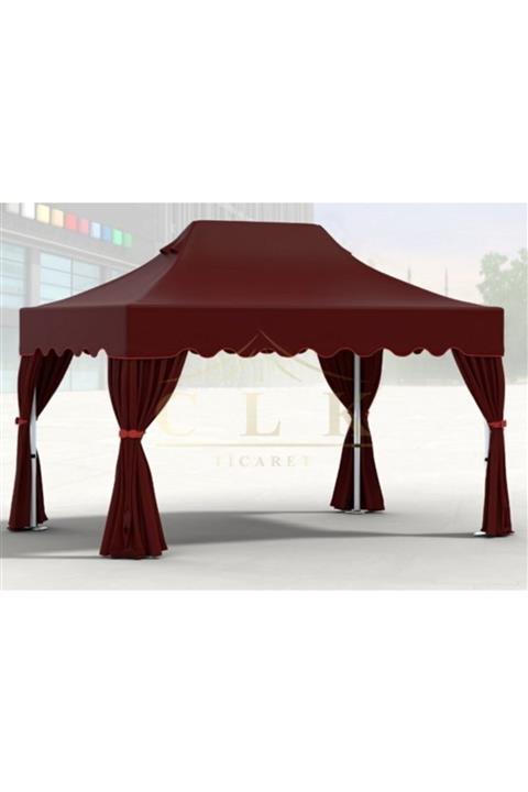 CLK Garden Clk 3x4,5 Mt 30 Mm Garden Katlanabilir Tente Bahçe Çadır Bordo Çardak Bungalow Serisi