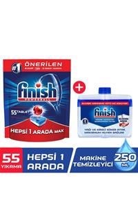Finish Hepsi Bir Arada 55 Tablet Bulaşık Makinesi Deterjanı +  Makine Temizleyici 250 ml