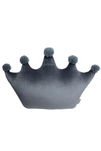 Dona De Miel Grey Crown Kadife Dekoratif Yastık