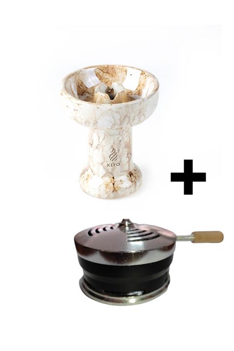 Camp & Shisha Kefo Sarı Rock Star Lüle + Siyah Nargile Lotus Közlük Cezve