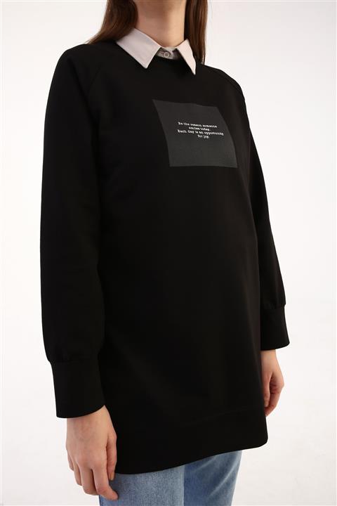 ALLDAY Siyah Penye Reglan Kol Sweat