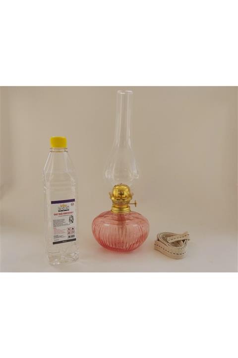 ÖZLEVENT Modern Kamp Lambası (pembe) (gaz Lambası +50 Cm Fitil + 750ml Gaz Yağı)