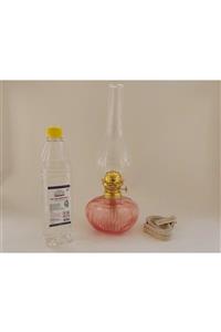 ÖZLEVENT Modern Kamp Lambası (pembe) (gaz Lambası +50 Cm Fitil + 750ml Gaz Yağı)