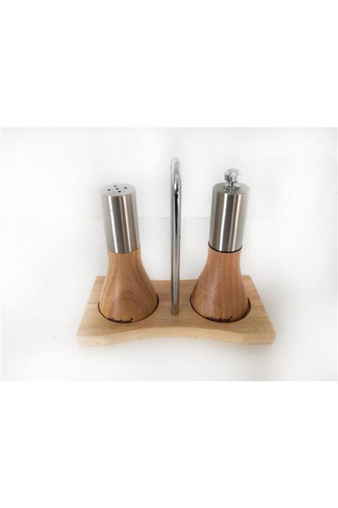 Orion Ultraform Ahşap Standlı Tuzluk Ve Biberlik Seti 12 cm