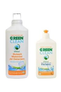 Green Clean Bitkisel Jel Bulaşık Makinesi Deterjanı 1000 ml Organik Parlatıcı 500 ml