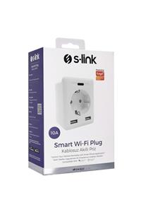 SLINK Swapp Sl 04 10a 2 Usb Girişli 2.4 Ghz Wifi Tuya Destekli Akım Korumalı Akıllı Priz