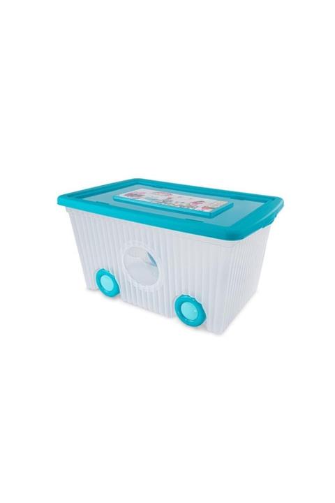 Flora Trendy 60 Lt Oyuncak Kutusu Tekerlekli Pencereli Büyük Boy Turkuaz