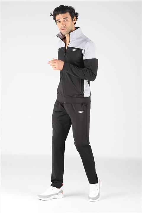 COMPLEX Erkek Siyah-gri Parçalı Dalgıç Kumaş Eşofman Takımı