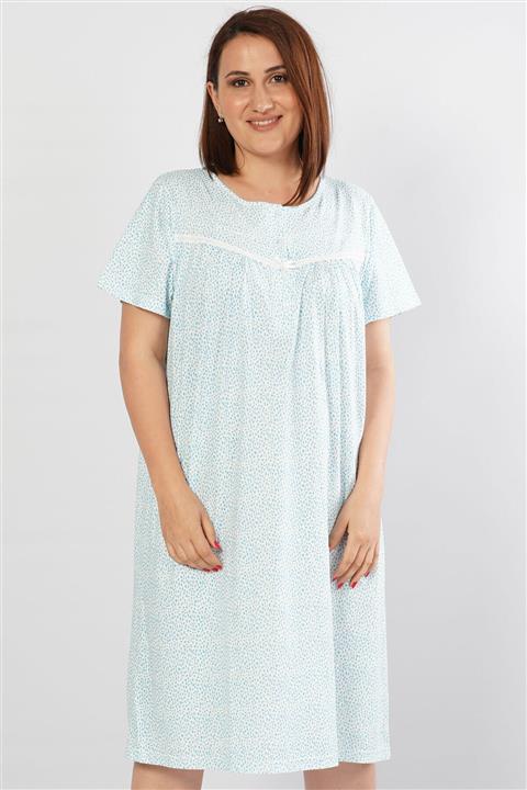 VİENETTA Pamuklu Babaanne Kısa Kol Büyük Beden Kısa Gecelik