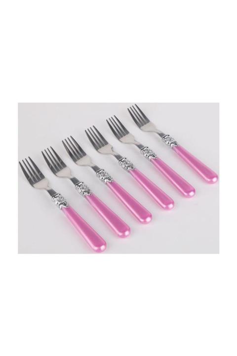 BİEV Sedefli Pembe Melamin&çelik 6 Lı Tatlı Çatalı Sgr1501 - 6f