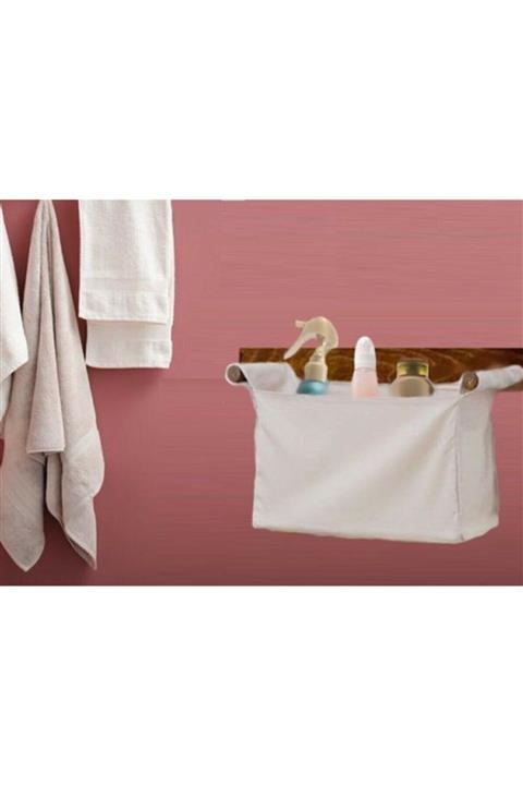 Olgun Home Kumaş Sepetli Ahşap Organizer,düzenleyici,oyuncak Sepeti,banyo,mutfak Düzenleyicisi