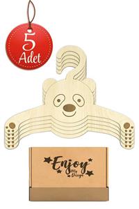 Enjoymydesign 5'li Panda Bebek Odası Elbise Askısı Ahşap Çocuk Elbise Askısı